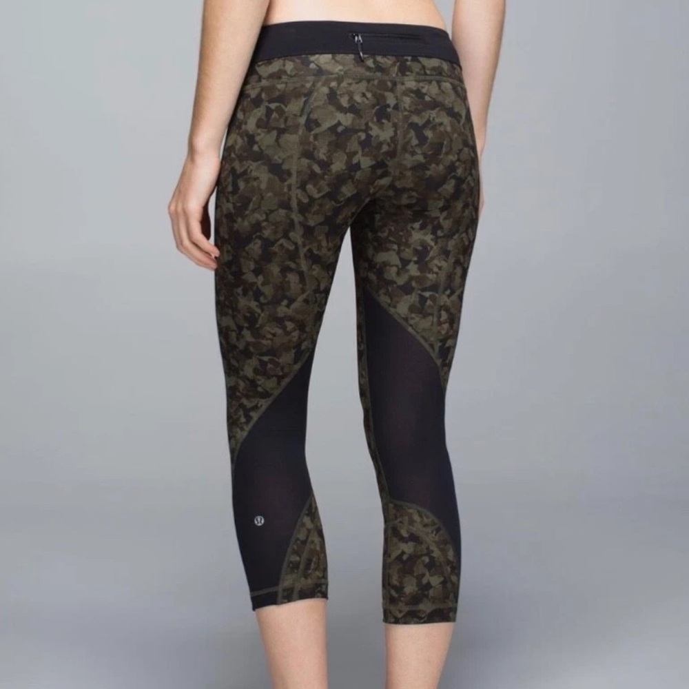 Lululemon Run Inspire Crop Leggings in Mystic Jungle Fatigue